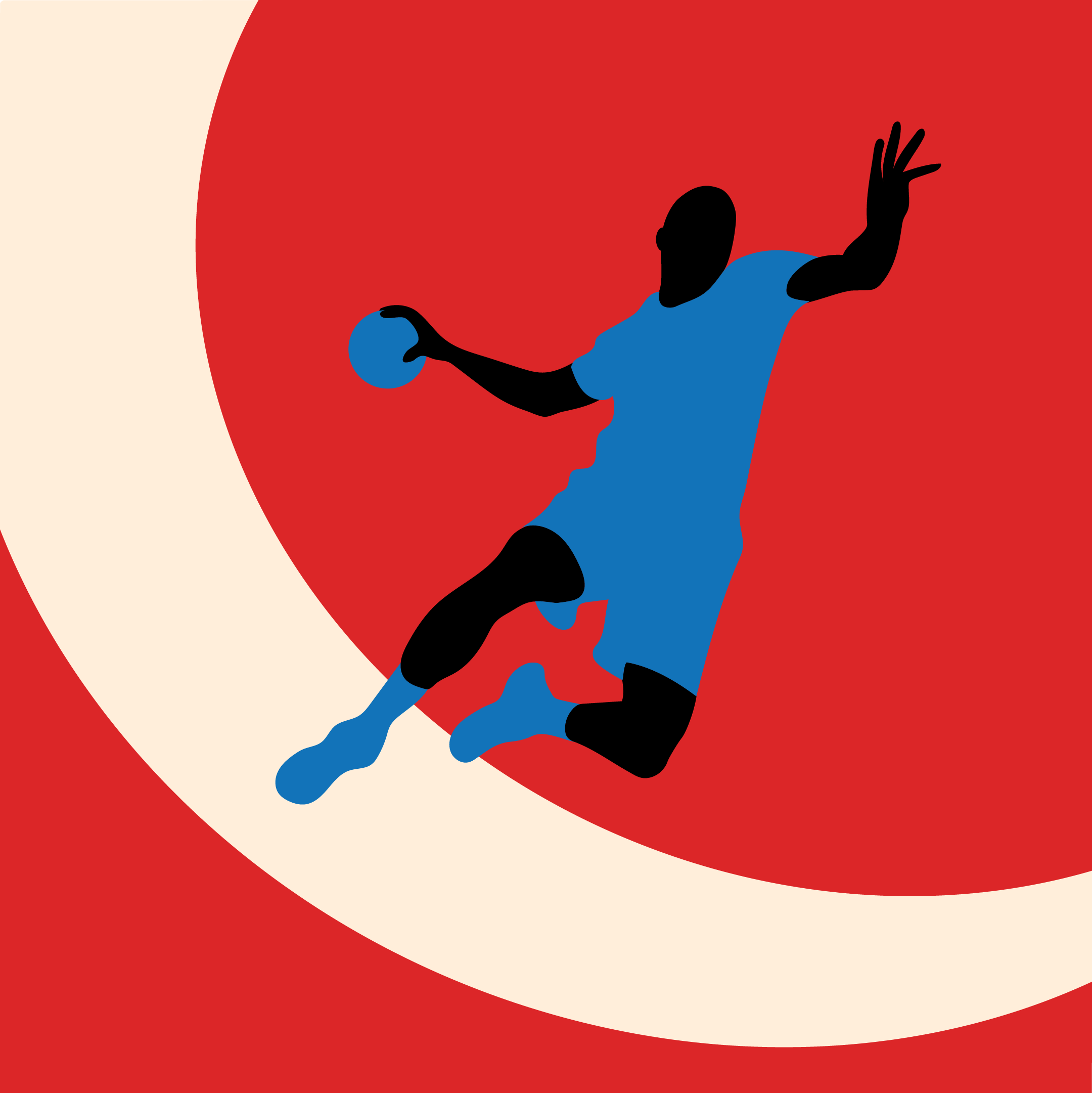 Siluet af en håndboldspiller i et kast